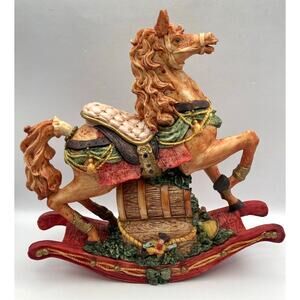 VTG Windsor Rocking Horse Musical Christmas Plays Jingle Bells -Resin - Works
